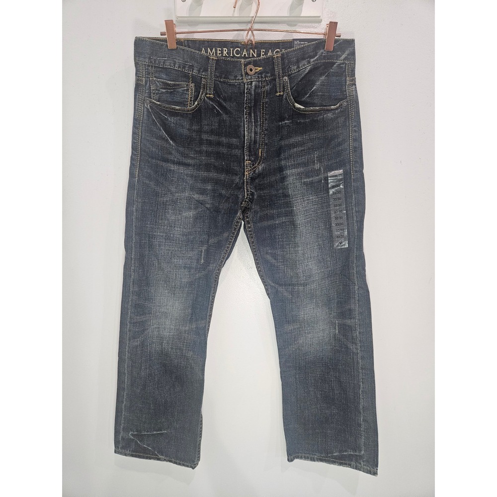American Eagle Relaxed Fit Jeans Mens 33x30 Dark Deep Indigo Wash 100% Cotton